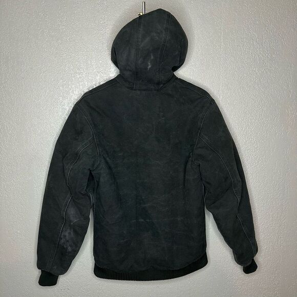 VTG Carhartt J130 Moss Green Zip Up Hooded Work Jacket Size XL 14/16 Youth - Picture 3 of 5